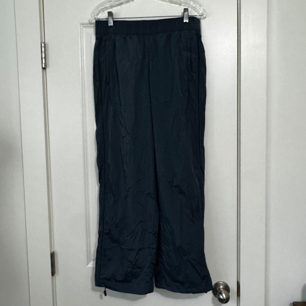Athleta Small Rise Pant Teal Blue Nylon Pants Cinch Ankle Athleisure Travel